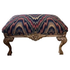 Carved Wood Italian Bench in Original Painted Finish