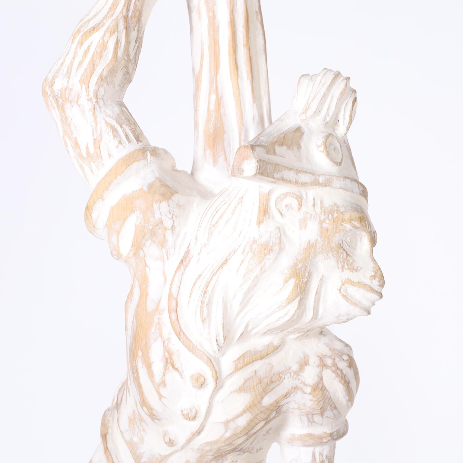 Chinoiserie Carved Wood Italian Monkey Chandelier For Sale