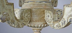 Carved Wood Italian Painted and Silver Gilt 6-Light Chandelier