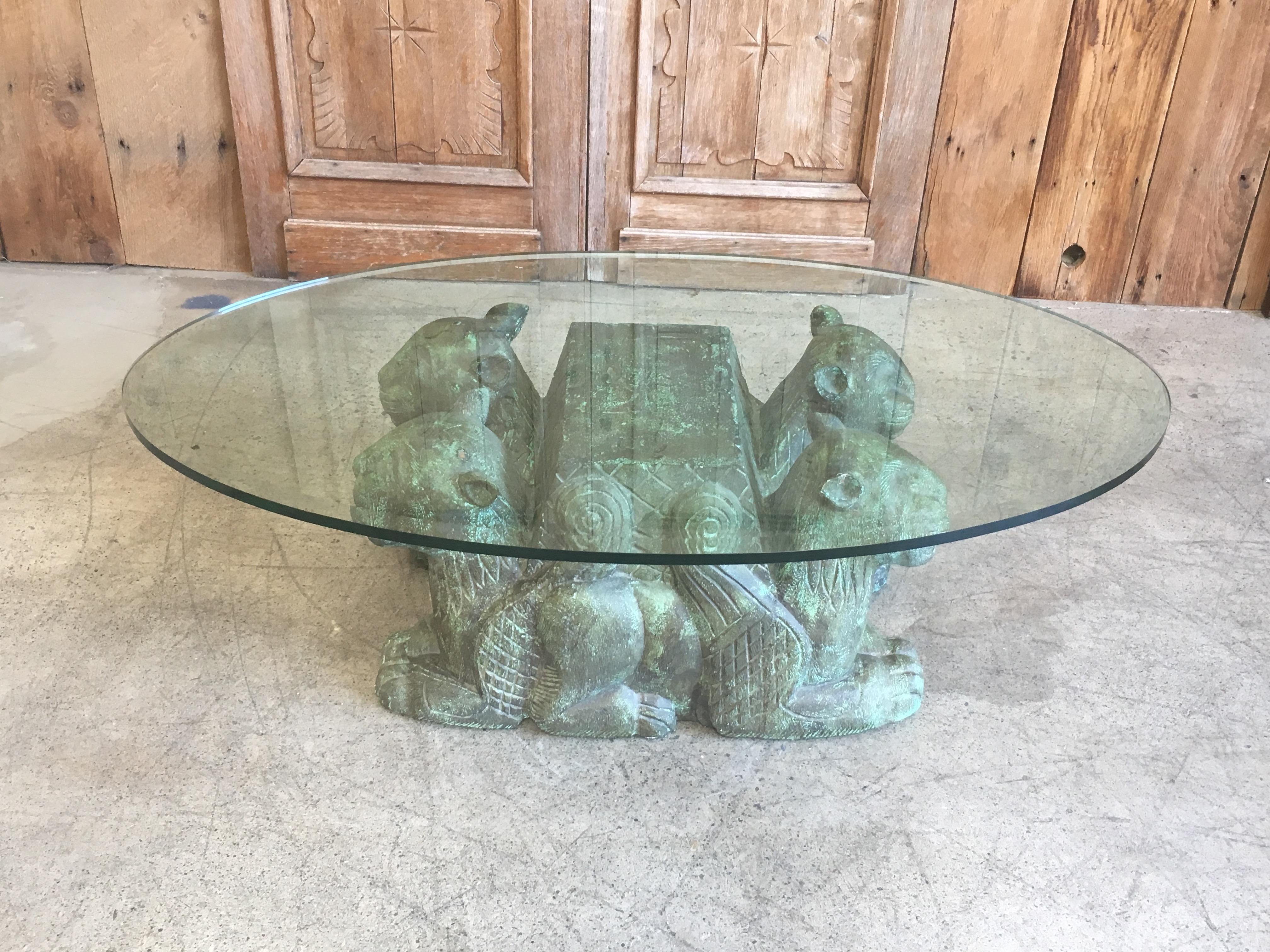 Carved Wood Lion Coffee Table 5