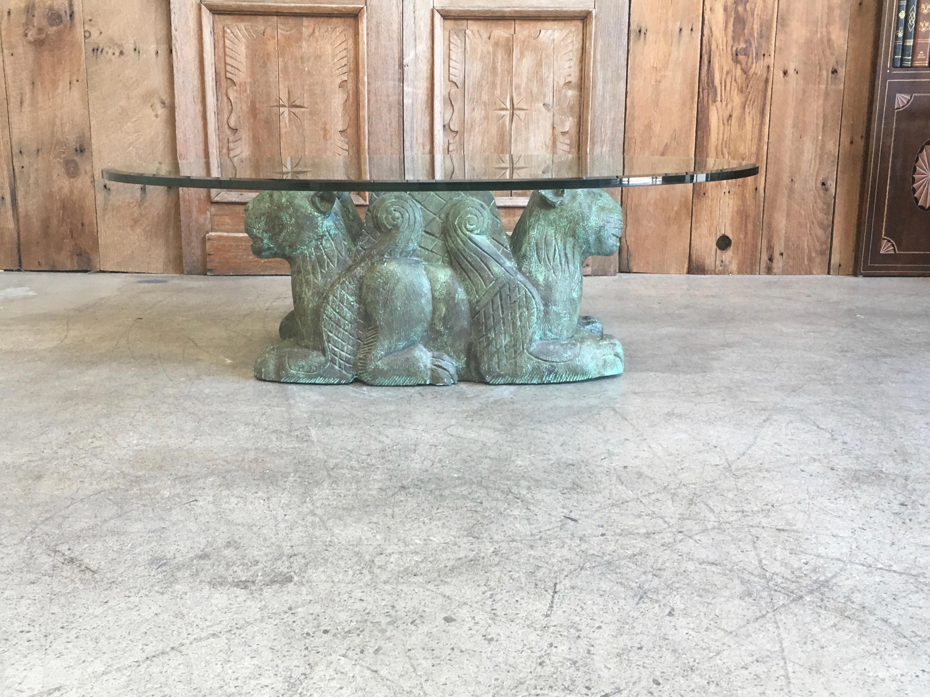 Carved Wood Lion Coffee Table 6