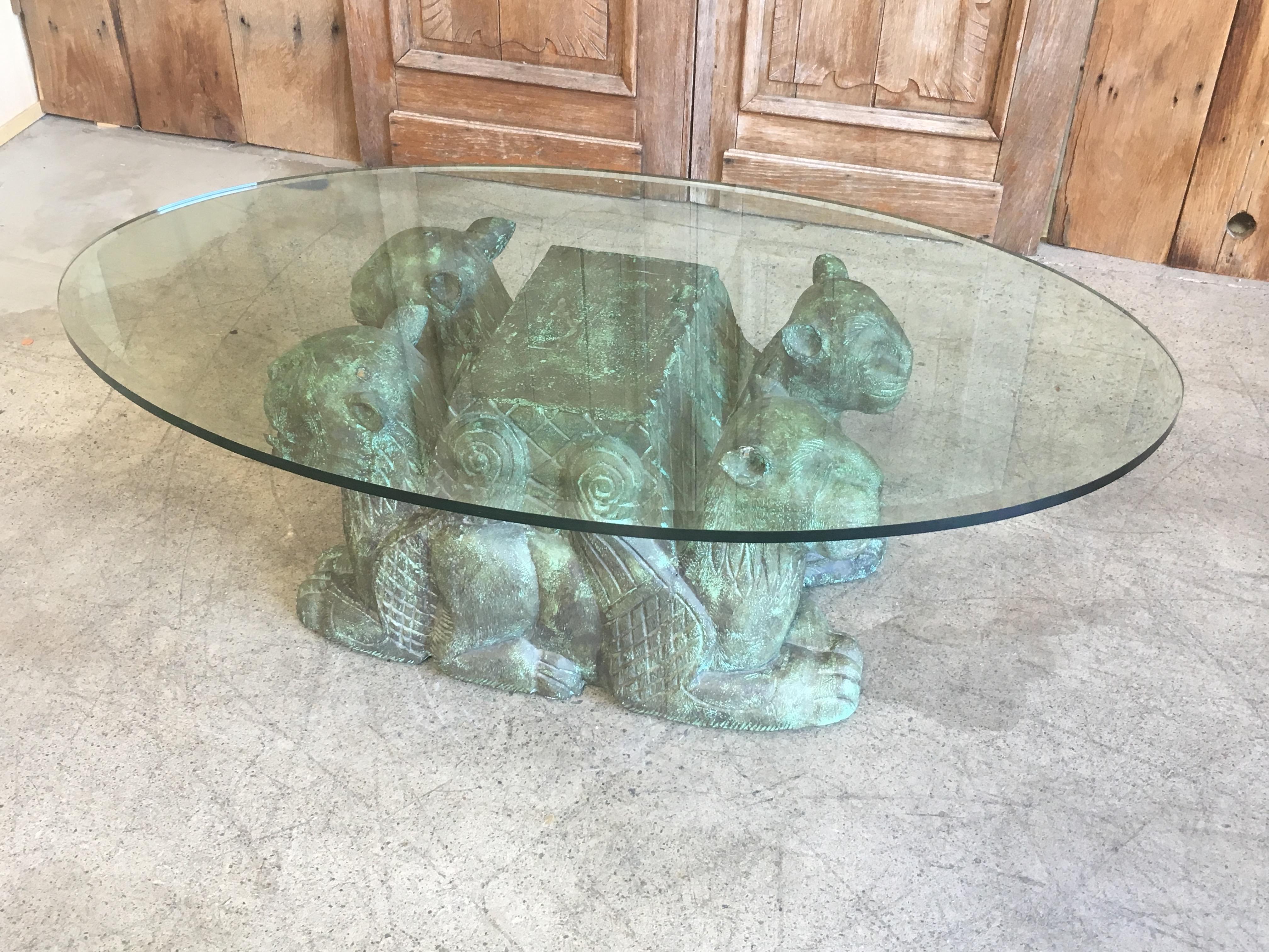 Carved Wood Lion Coffee Table 1