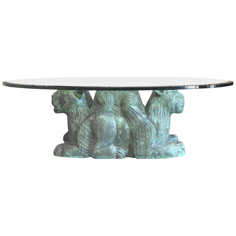 Carved Wood Lion Coffee Table At 1stdibs, Wood Lion Coffee Table
