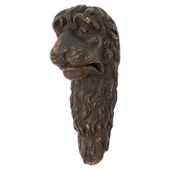 Carved wood lion mask mount. English, 18th century.