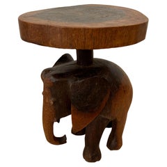 Vintage Carved Wood Little Elephant Table