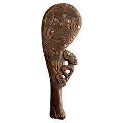 Vintage Carved Wood Māori Wahaika Club New Zeland