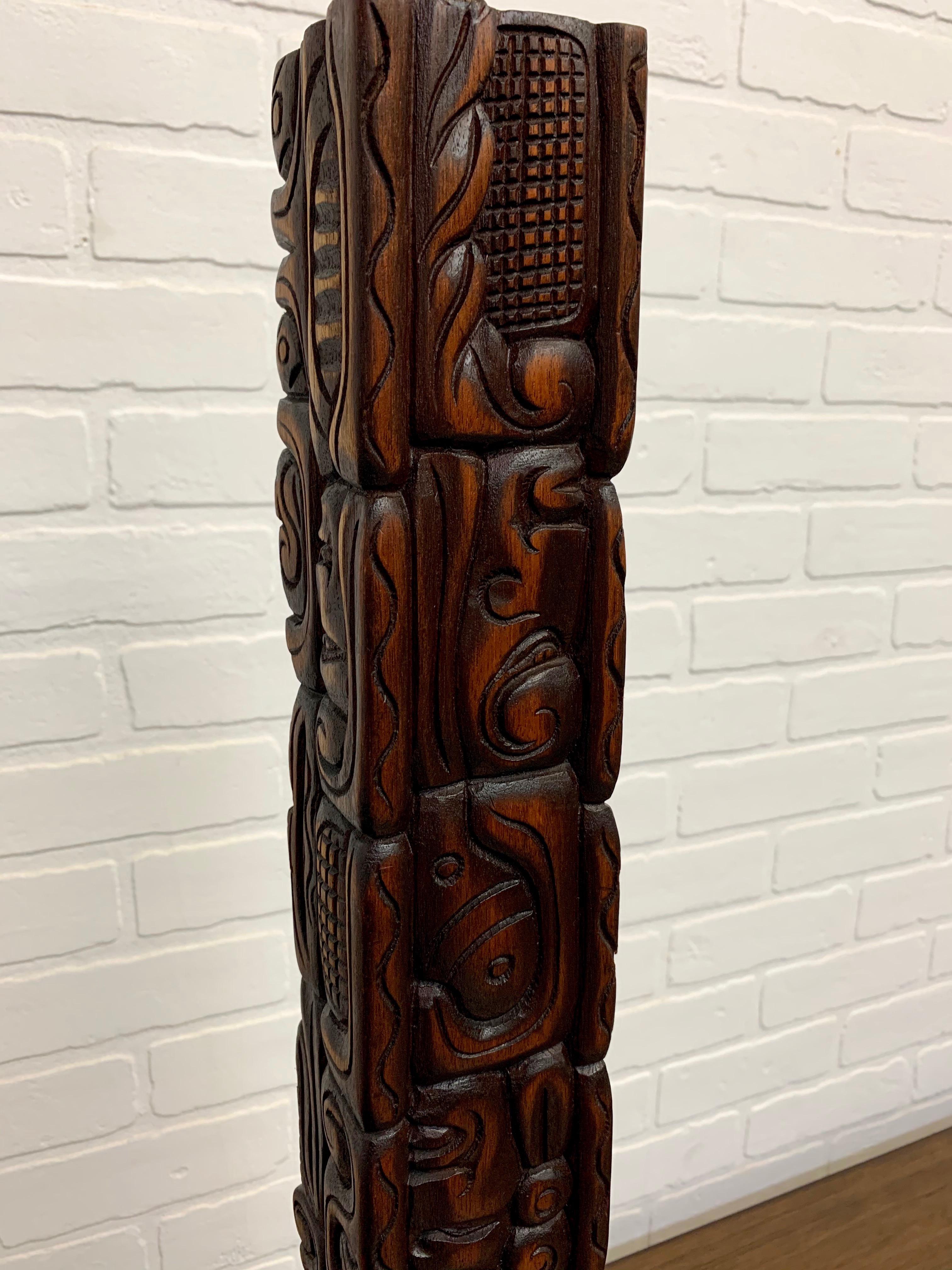 Carved Wood Midcentury Tiki Lamp 3