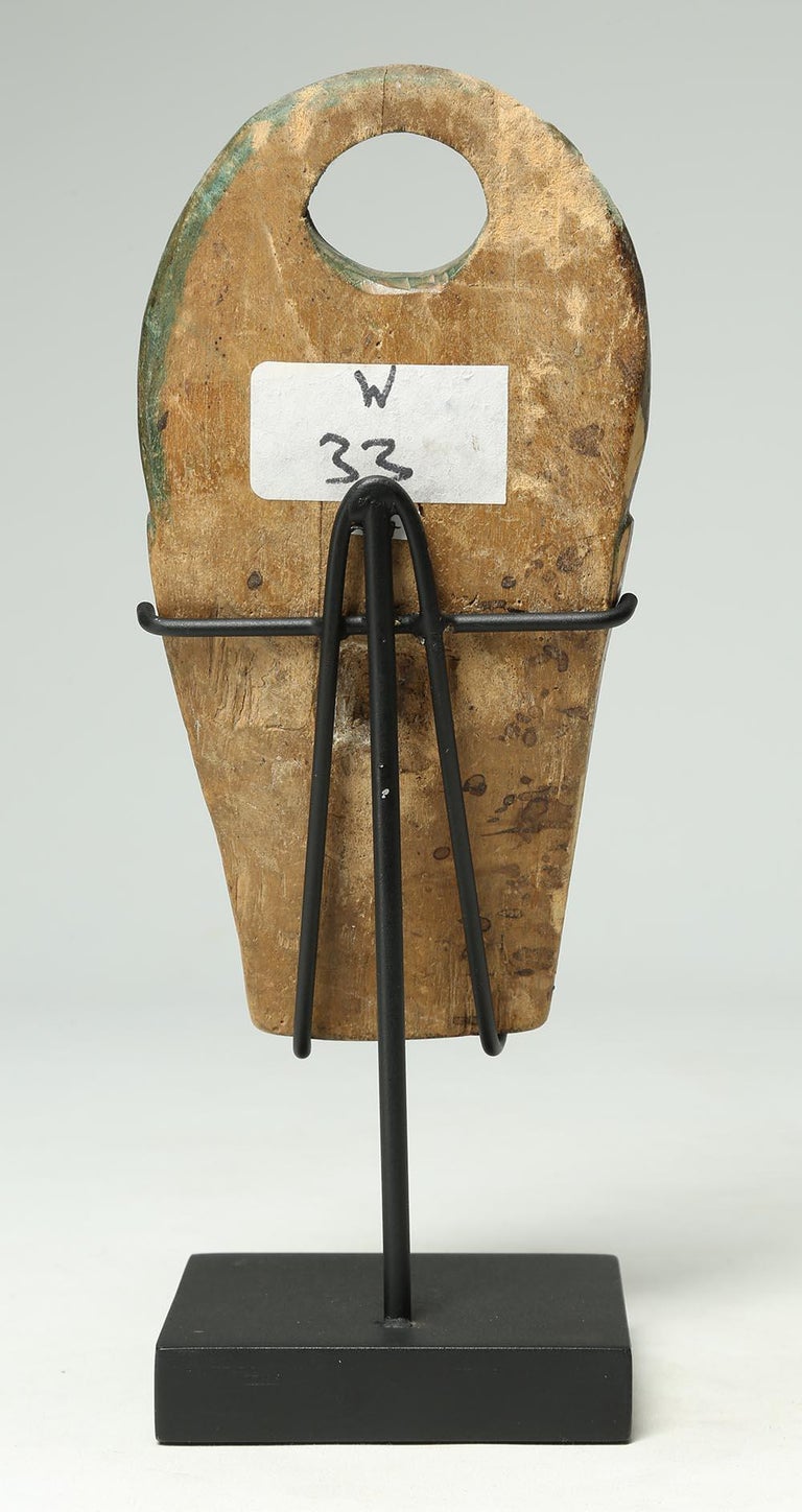 Carved Wood Miniature Baule Bush cow Mask Stand Ivory Coast Early