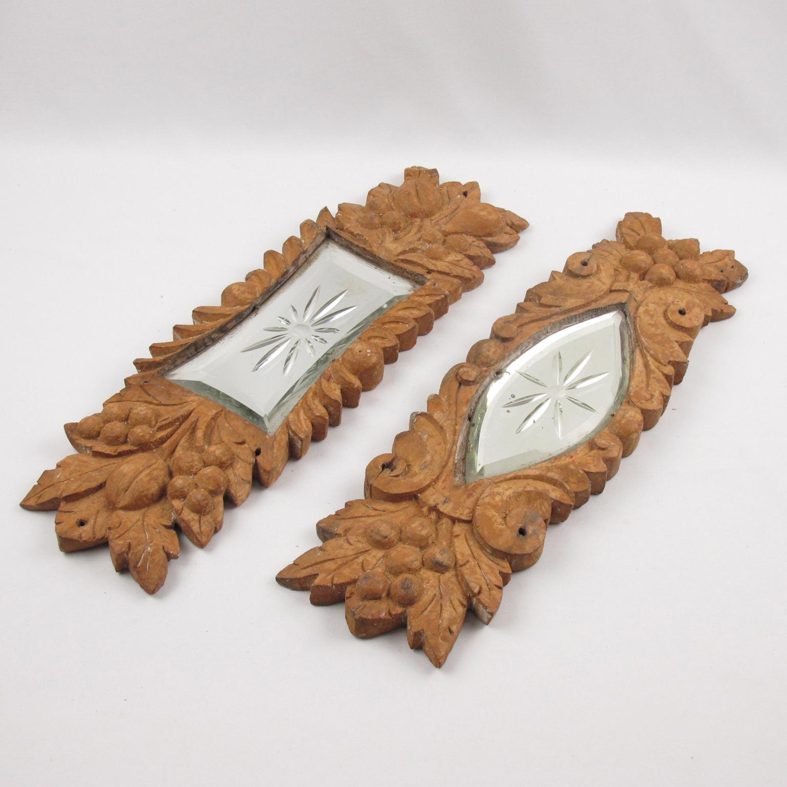Carved Wood, Mirror Architectural Ornament Sculpture, 8 pc, Early 20th Century For Sale 4