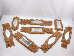 Legno intagliato, scultura architettonica a specchio, 8 pezzi, inizio XX secolo