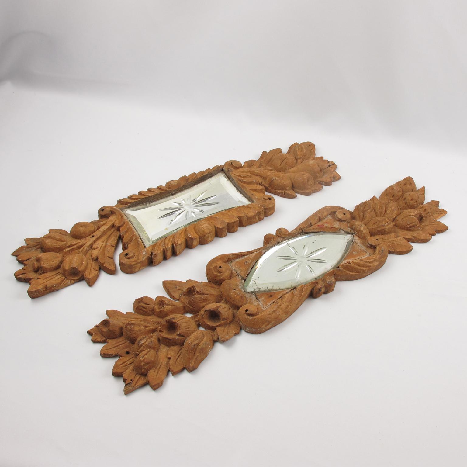 Architektonische Ornament-Skulptur aus geschnitztem Holz, 8 Teile, frühes 20. Jahrhundert (Französisch) im Angebot