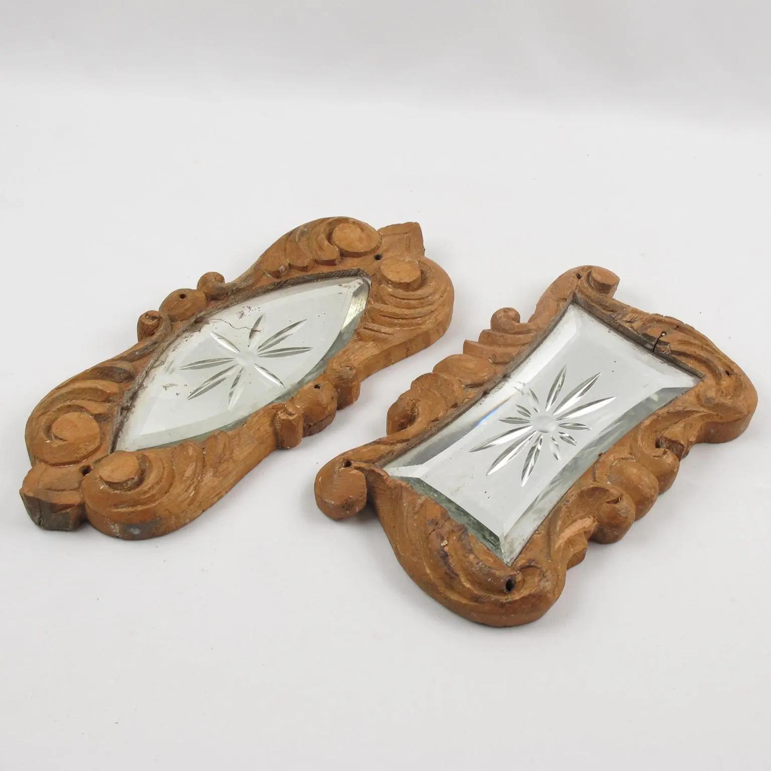 Carved Wood, Mirror Architectural Ornament Sculpture, 8 pc, Early 20th Century For Sale 1