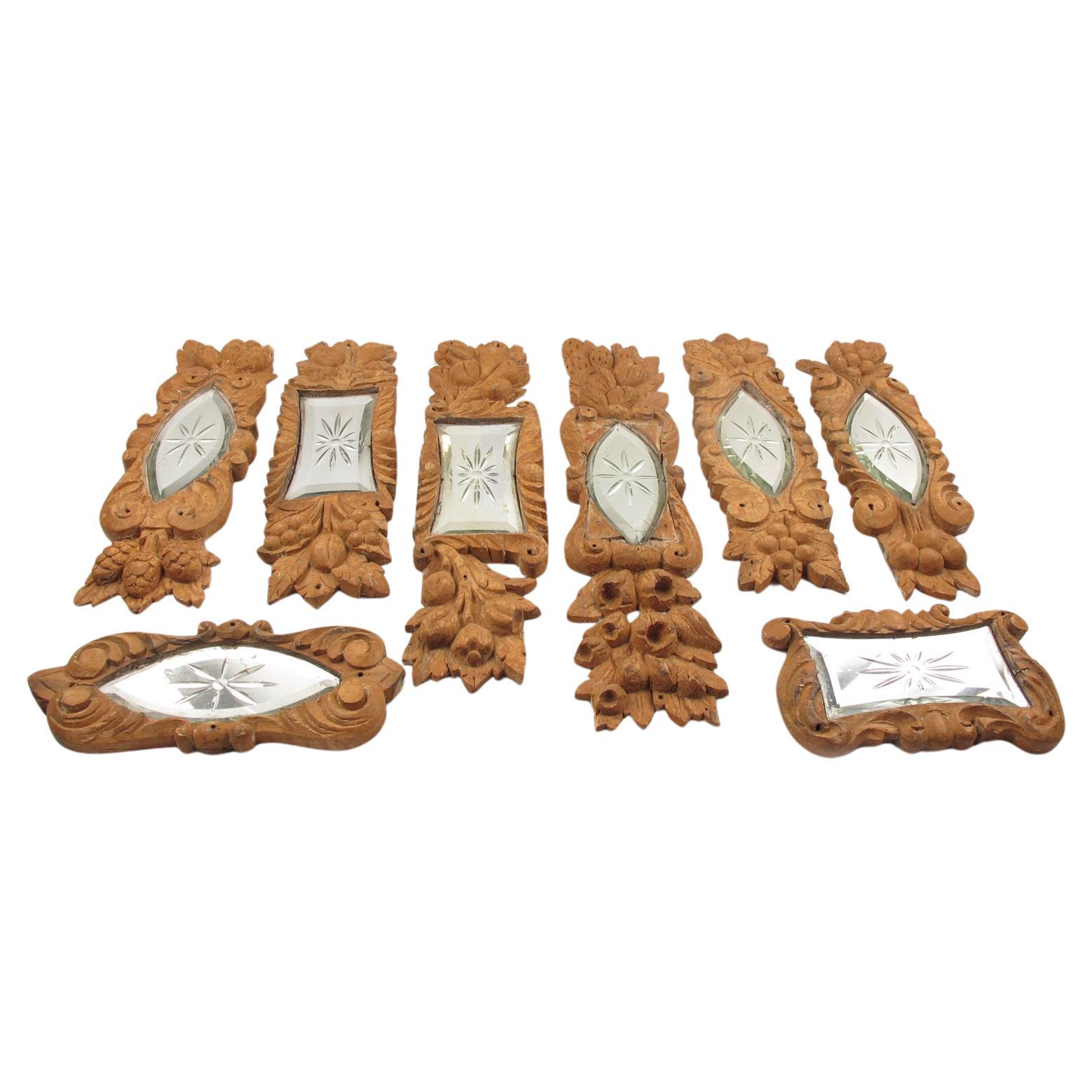 Sculpture en bois sculpté, ornement architectural en miroir, 8 pièces, début du 20e siècle