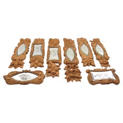Sculpture en bois sculpté, ornement architectural en miroir, 8 pièces, début du 20e siècle