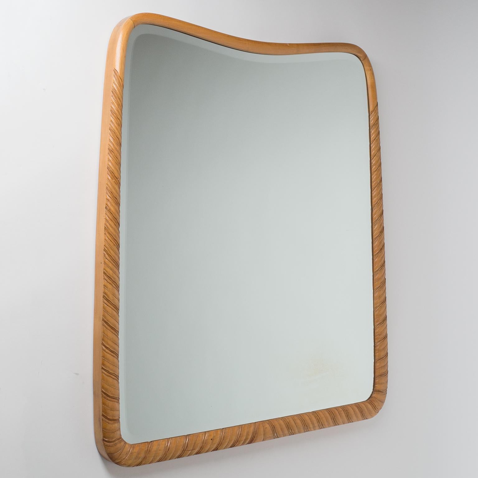 Hardwood Carved Wood Mirror by Giovanni Gariboldi, circa 1940
