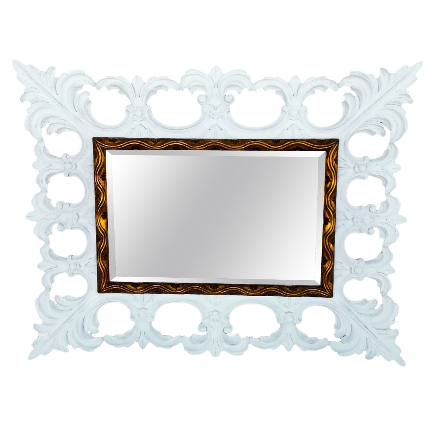 Miroir en bois sculpté Harrison & Gil en vente
