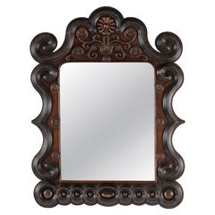 Carved Wood Mirror with Floral Motifs