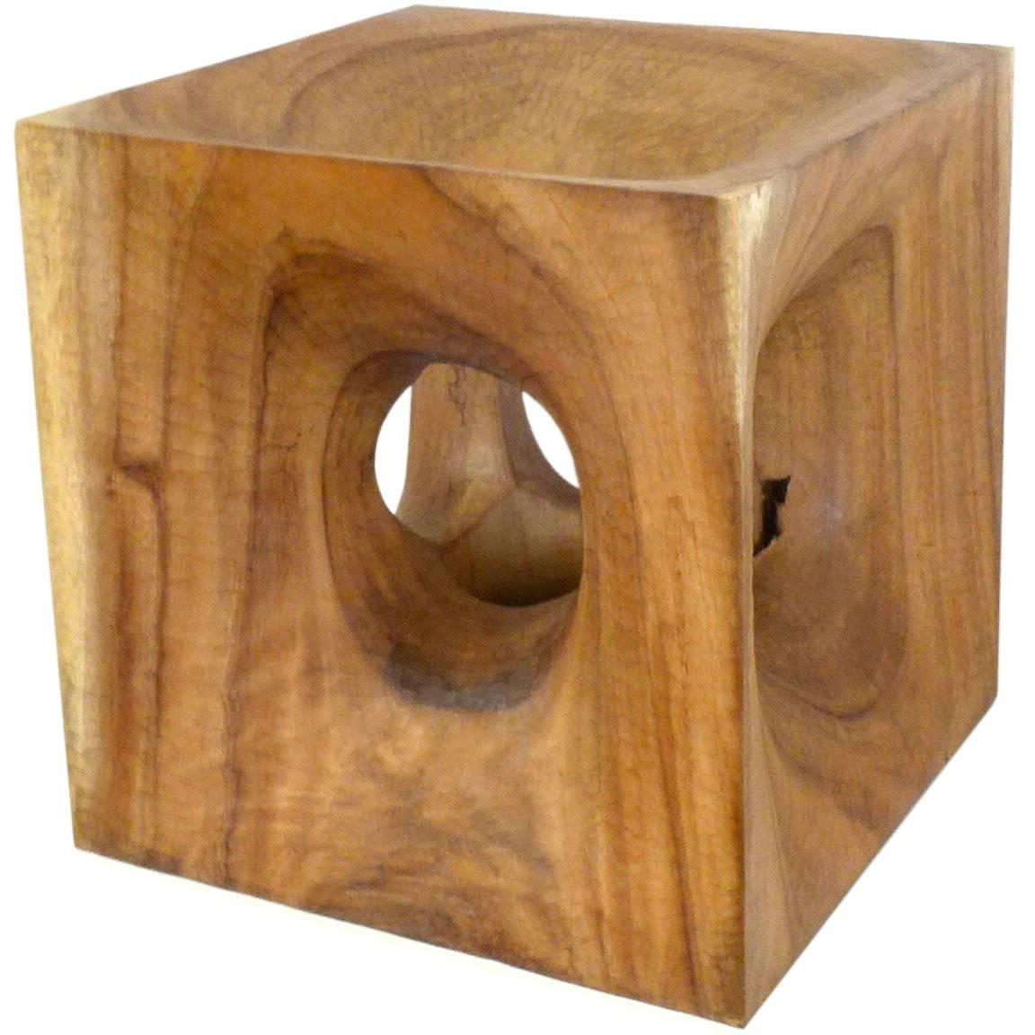 Carved Wood "Opened Cube" Sculpture by Aleph Geddis For Sale