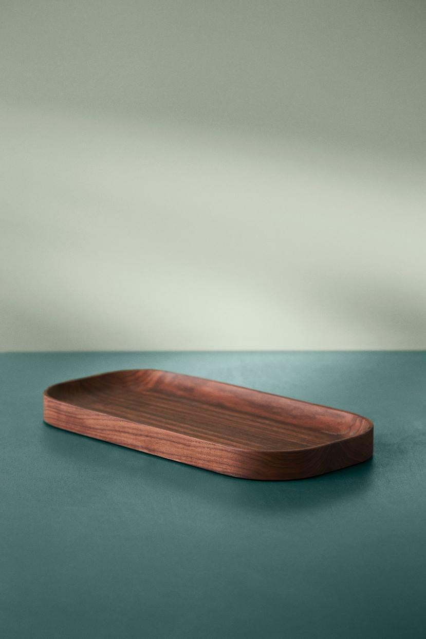 Post-Modern Carved Wood Oval Tray by Warm Nordic