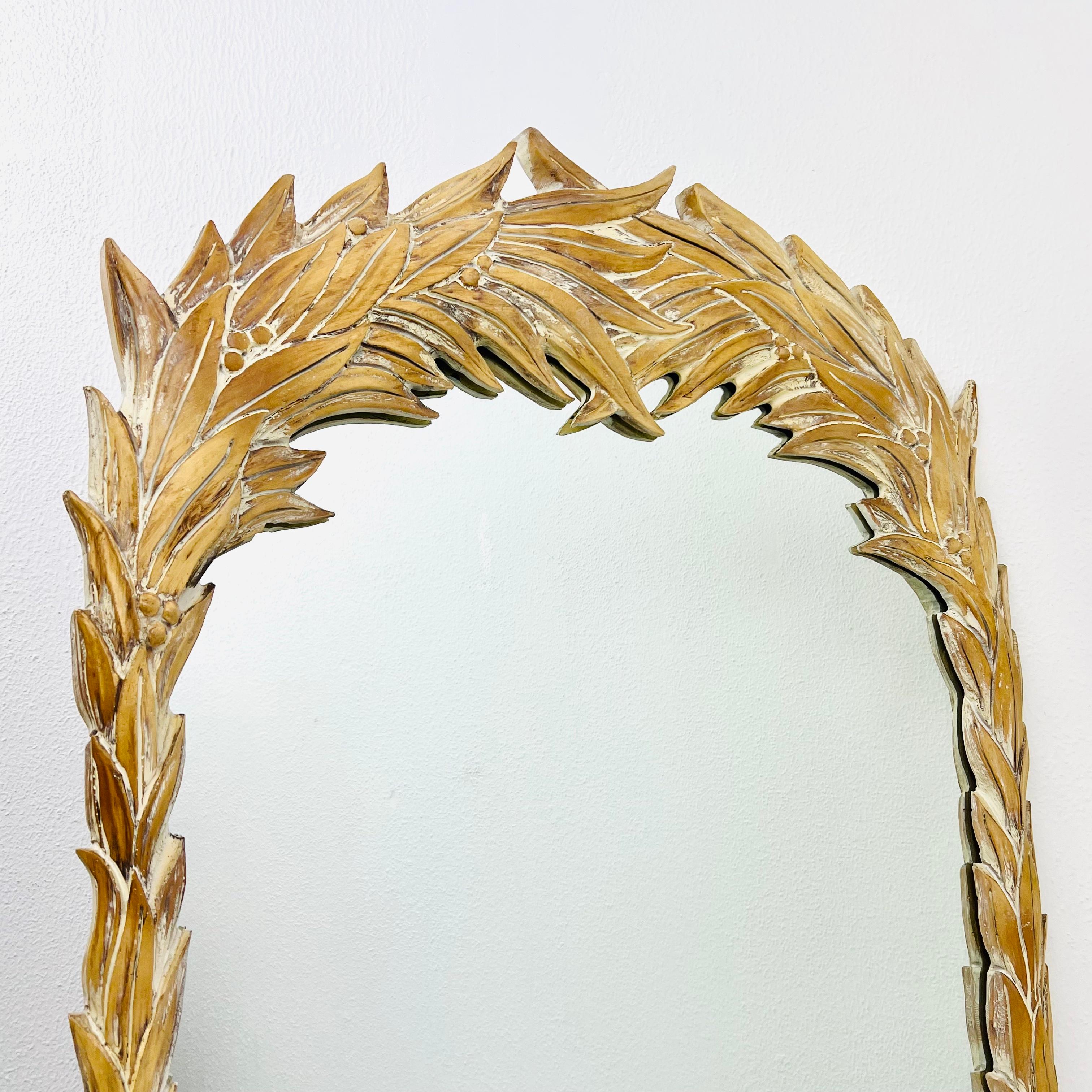 Carved Wood Palm Frond Mirror in the Style of Serge Roche For Sale 7