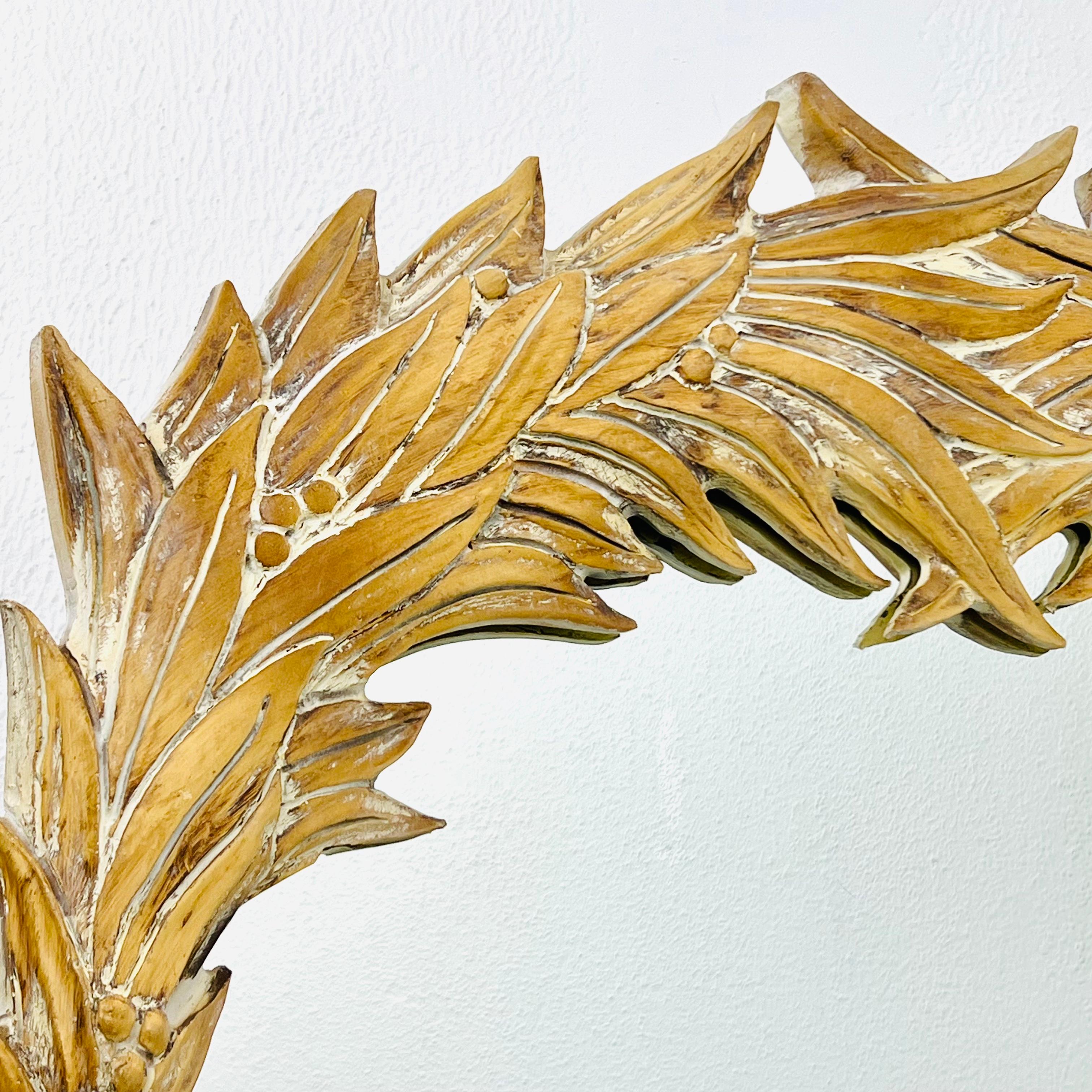 Carved Wood Palm Frond Mirror in the Style of Serge Roche For Sale 1