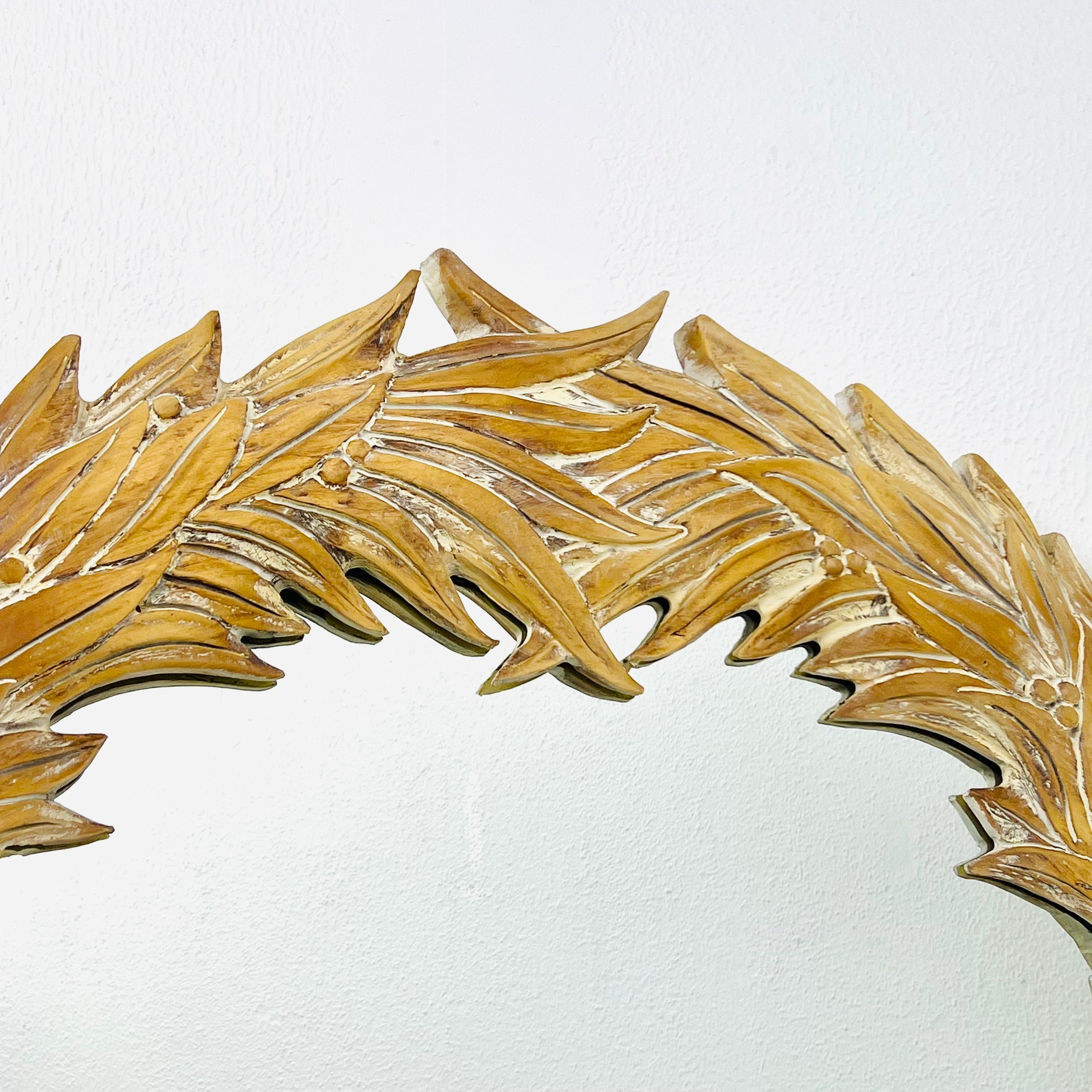 Carved Wood Palm Frond Mirror in the Style of Serge Roche For Sale 2