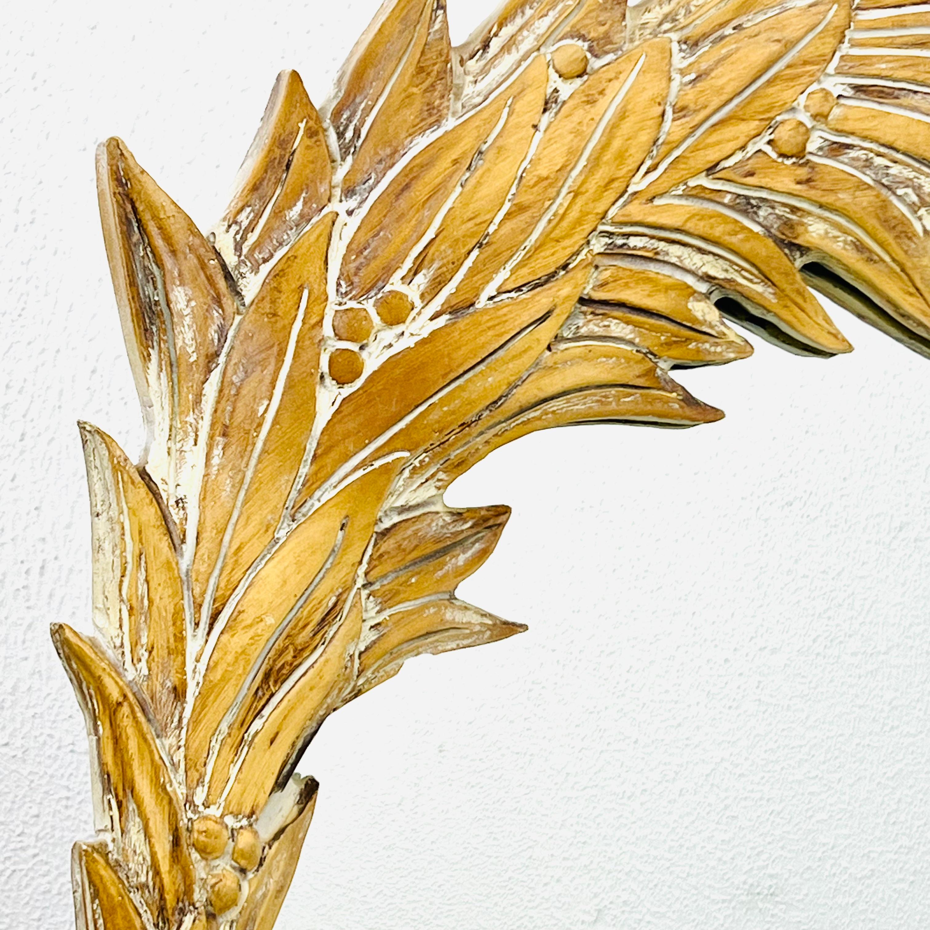 Carved Wood Palm Frond Mirror in the Style of Serge Roche 4
