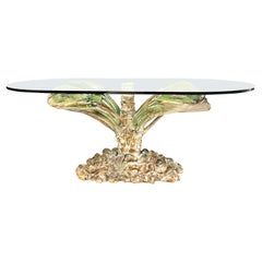 Carved Wood Palm Tree Dining Table, Italy, 1970s