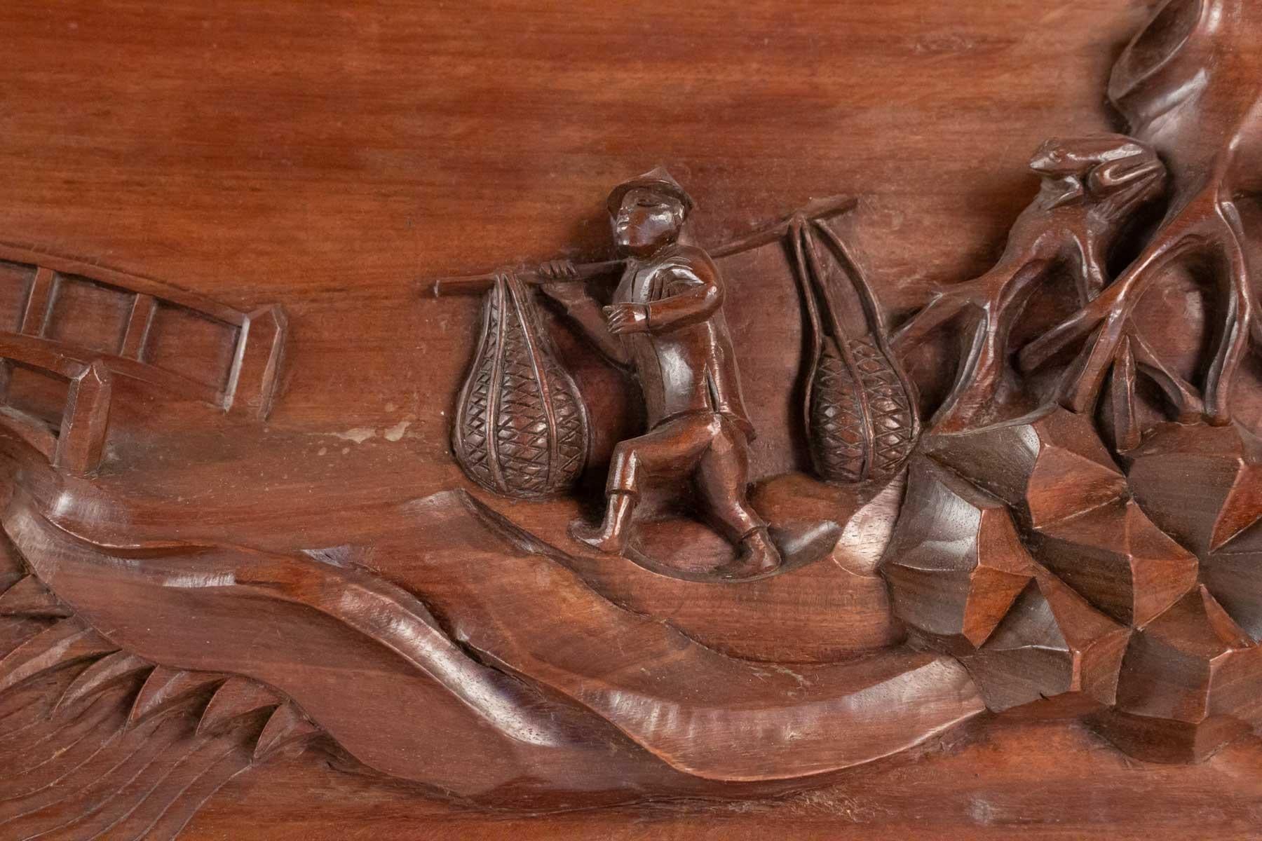 Geschnitzte Holztafel, China, 20. Jahrhundert, Inneneinrichtung im Angebot 1