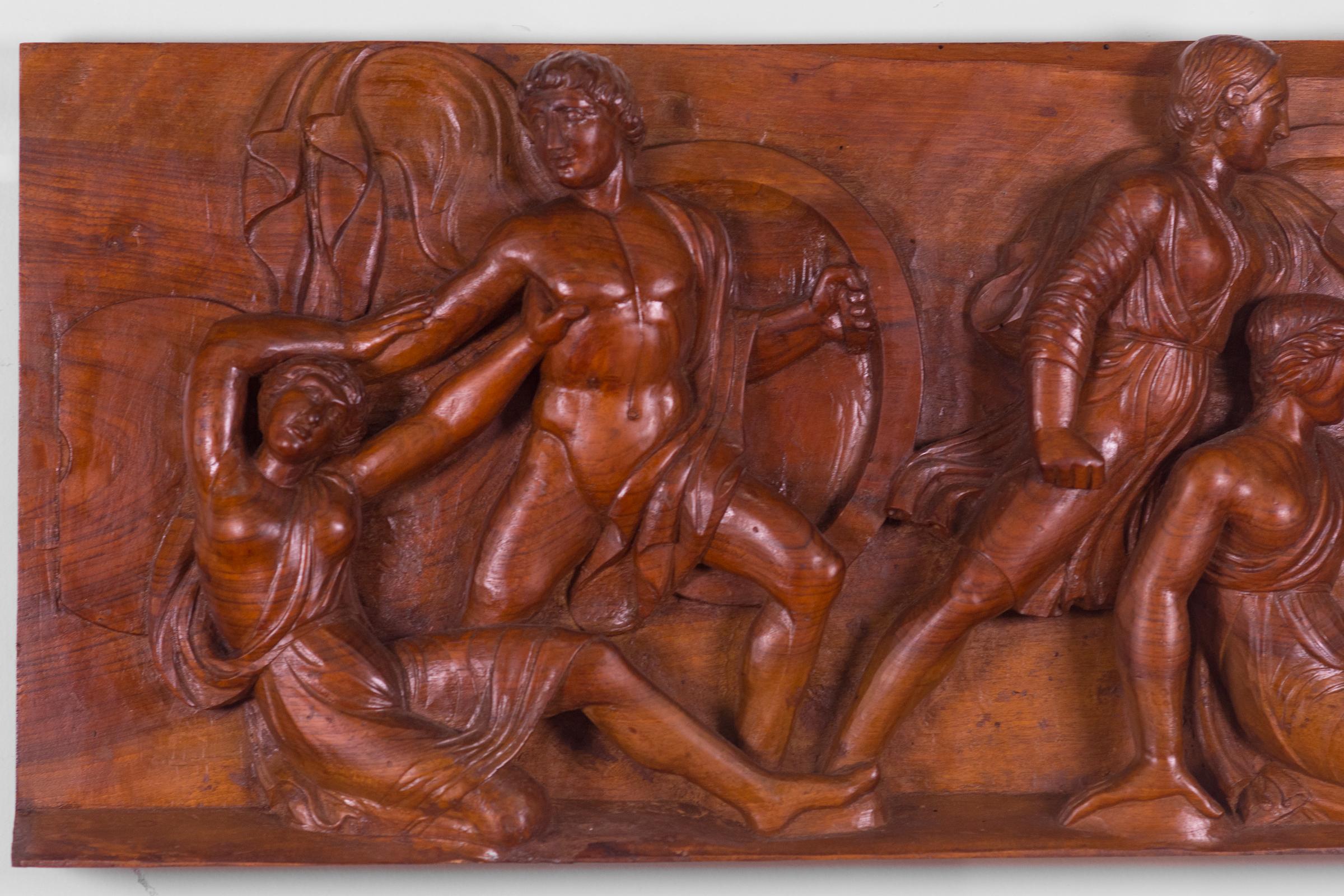 1920s Carved-Wood Panel of Part of the Frieze of the Parthenon In Fair Condition For Sale In North Miami, FL