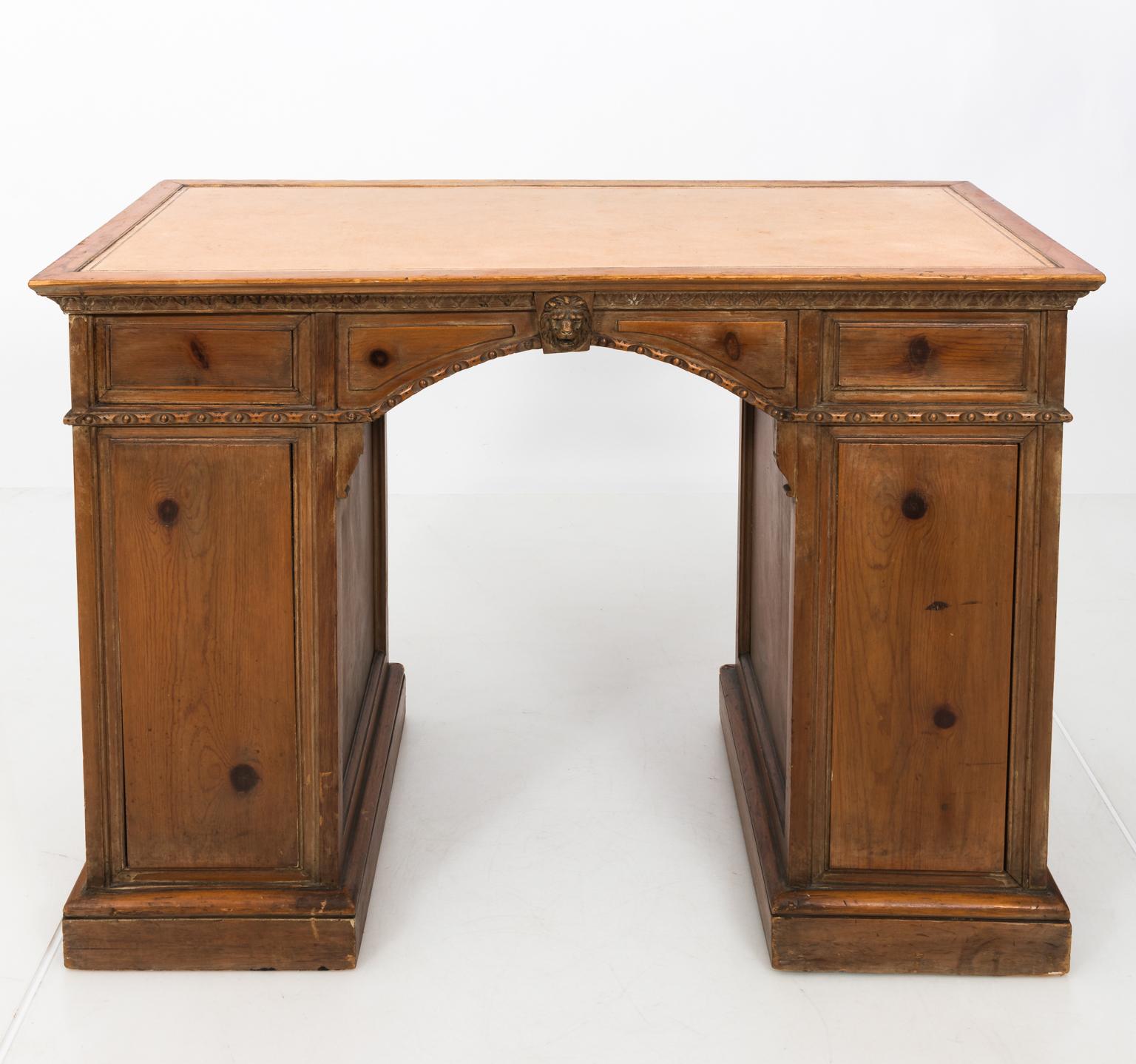 Carved Wood Partner's Desk 5