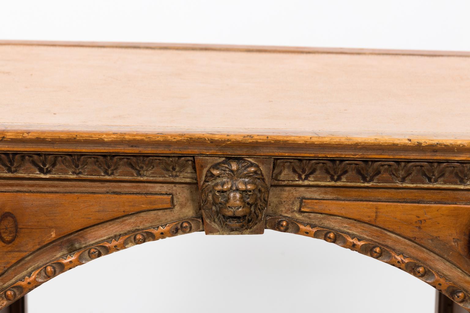 Carved Wood Partner's Desk 7