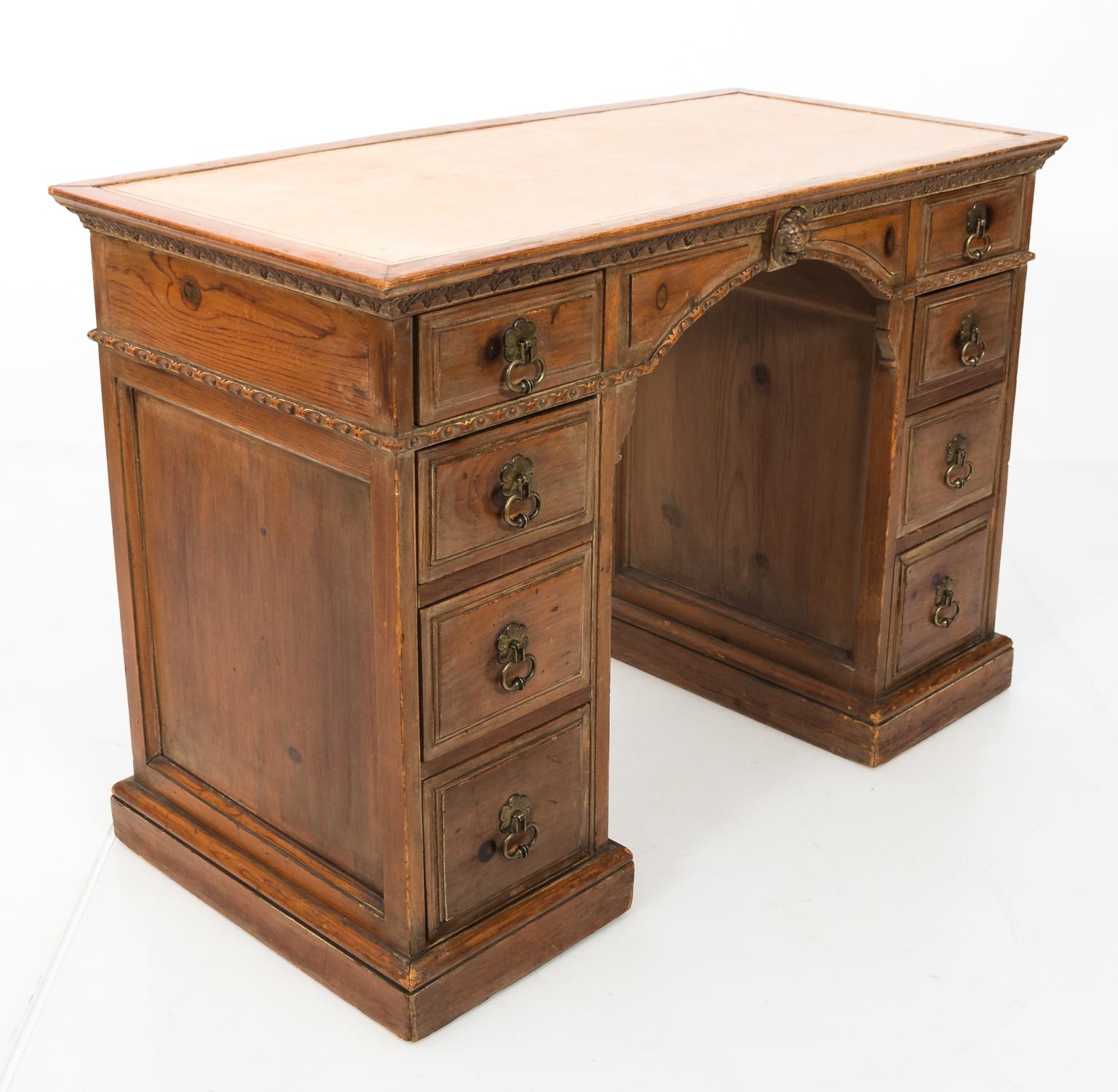 Carved Wood Partner's Desk 1