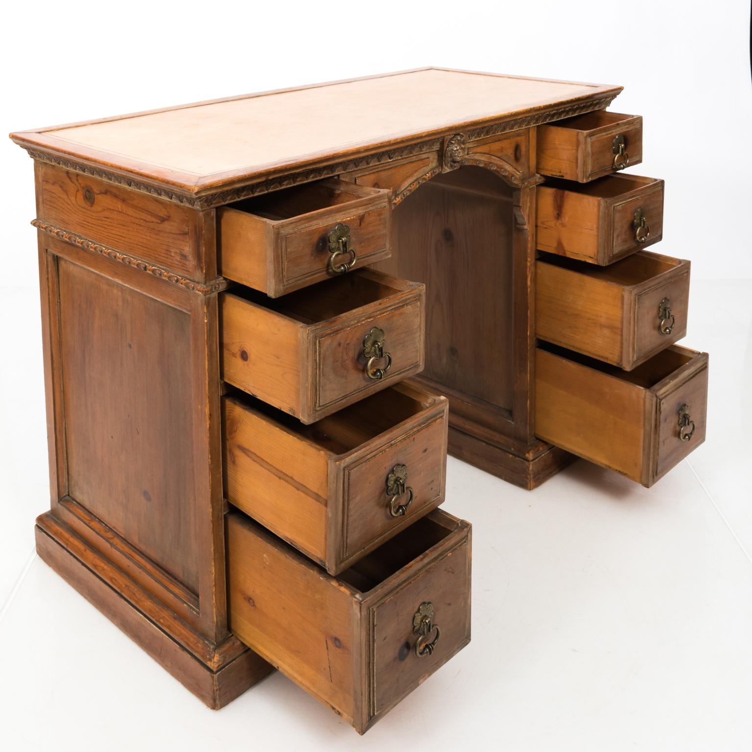 Carved Wood Partner's Desk 2