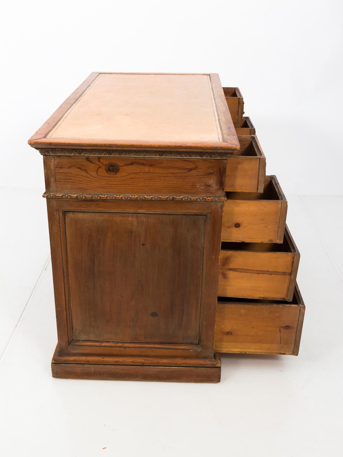 Carved Wood Partner's Desk 3