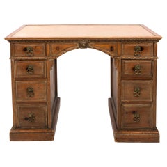 Carved Wood Partner's Desk
