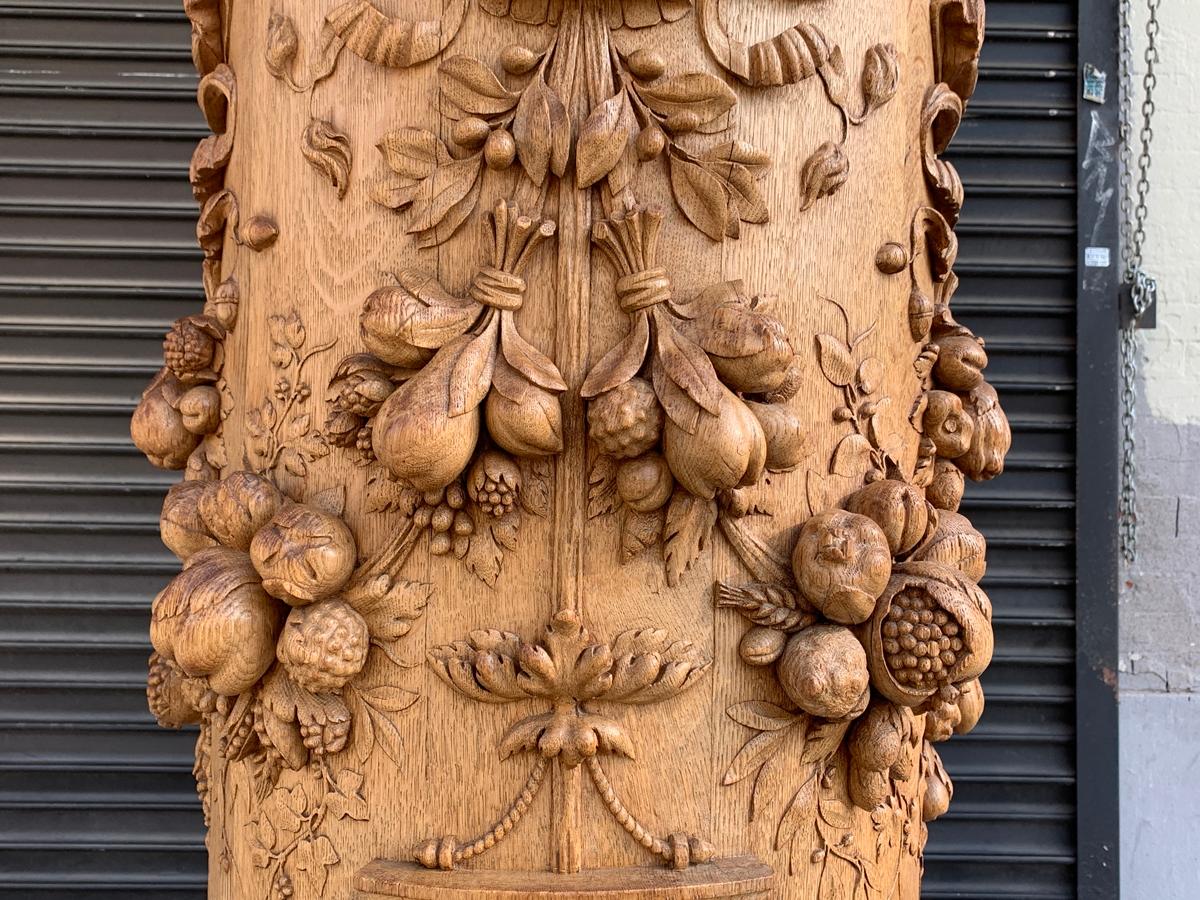 Carved Wood Pedestal by P. Mazaroz R, France, 1800s 3