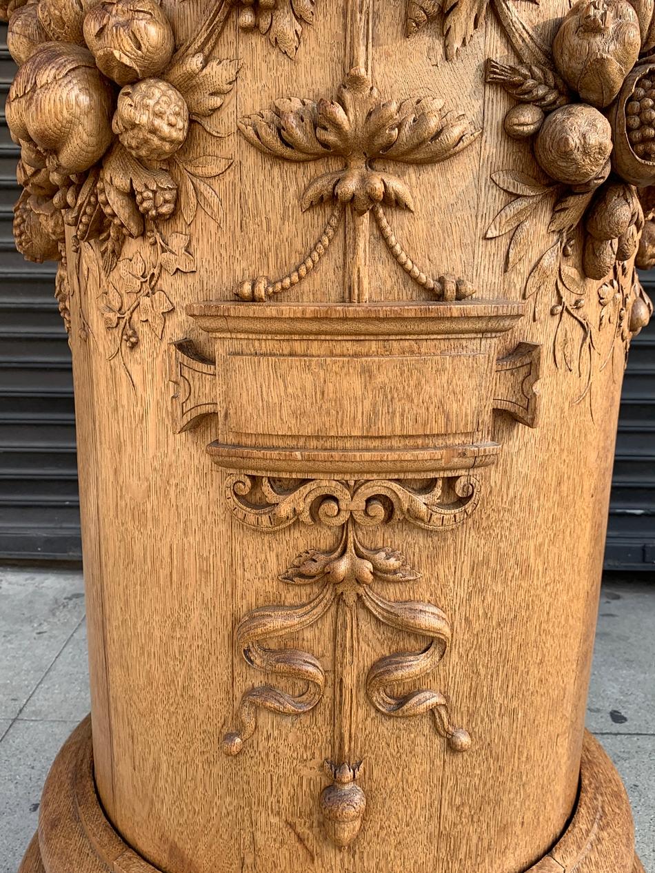 Carved Wood Pedestal by P. Mazaroz R, France, 1800s 5