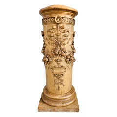 Carved Wood Pedestal by P. MAZAROZ R, France, 1800s