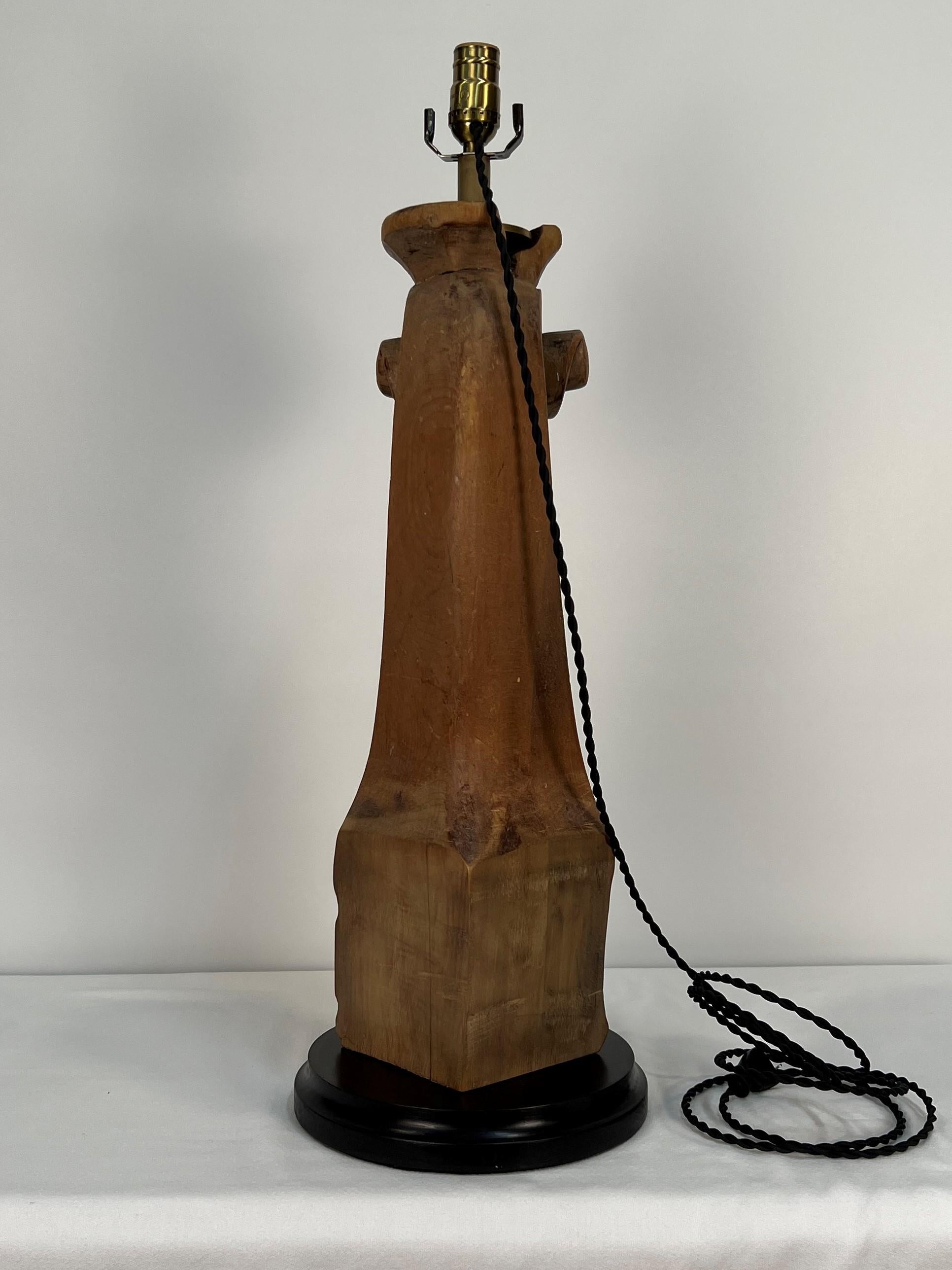 Carved Wood Piano Leg Table Lamp For Sale 5