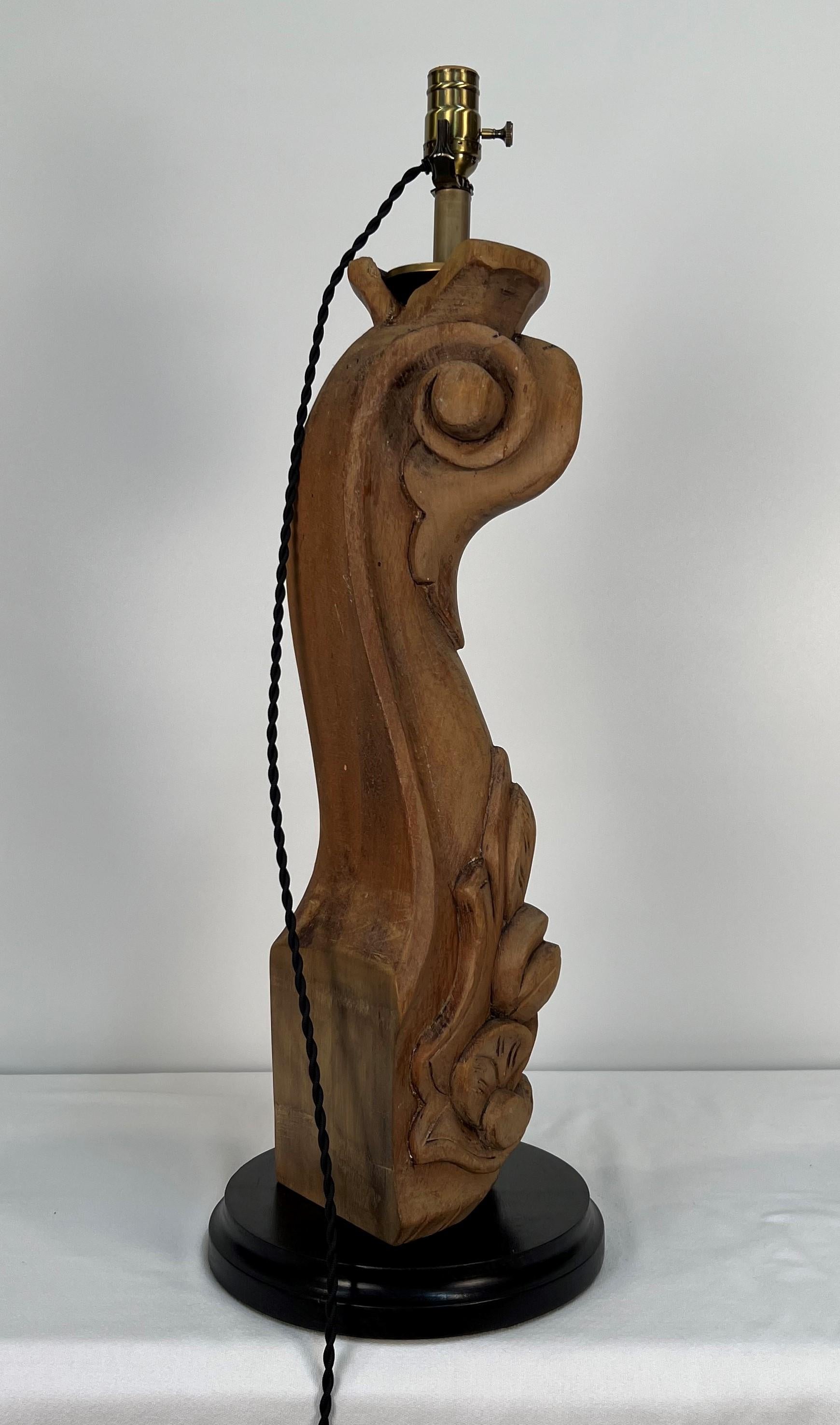 Carved Wood Piano Leg Table Lamp For Sale 6