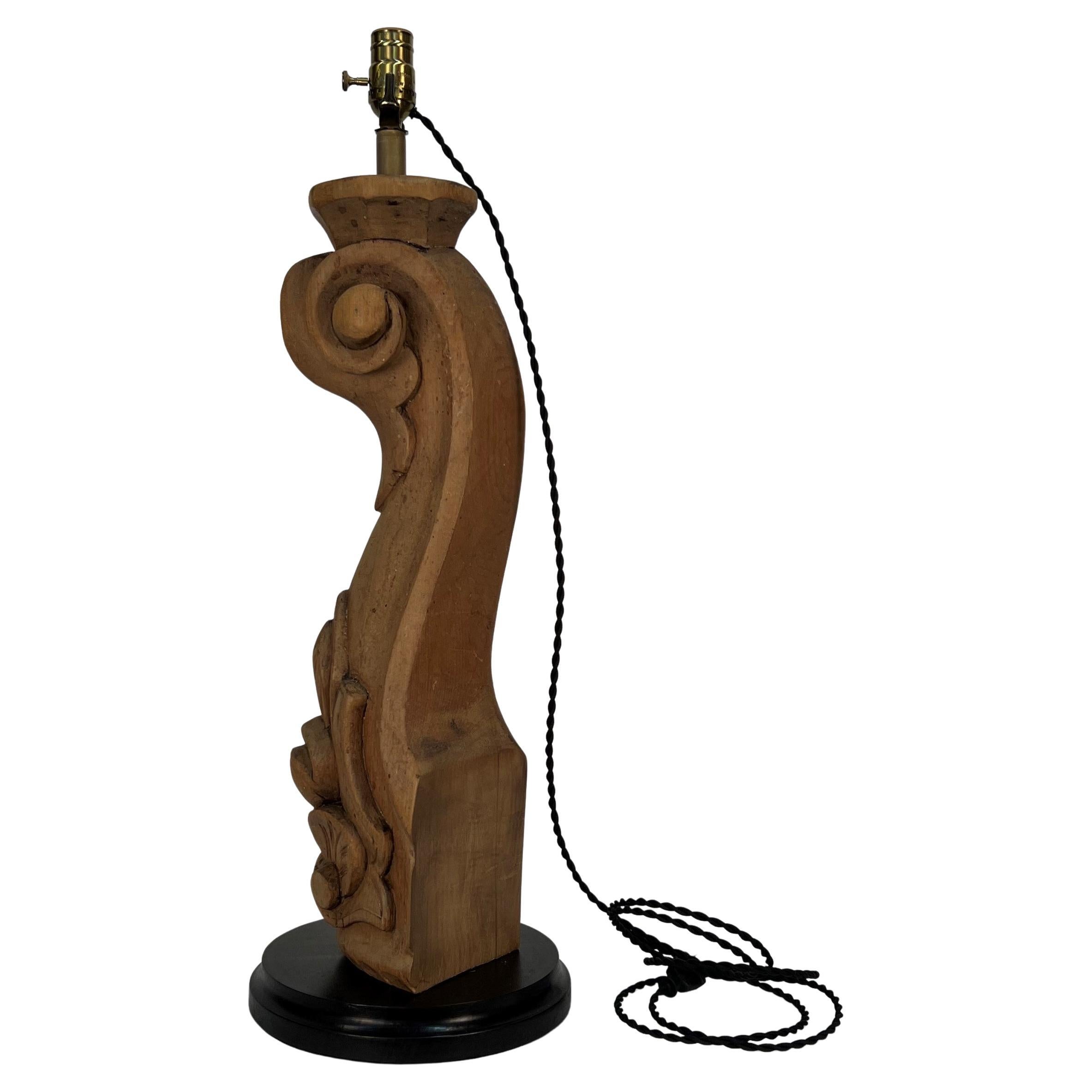 Carved Wood Piano Leg Table Lamp For Sale