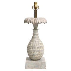 Carved Wood Pineapple Form Table Lamp