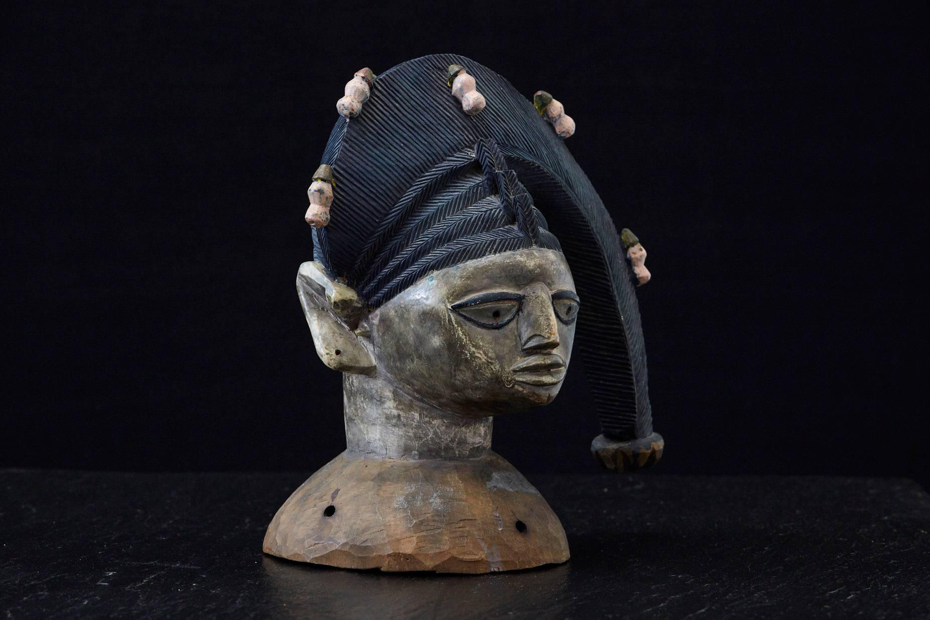 Nigerian Polychrome Egungun Headdress, Yoruba People, Oyo, Nigeria circa 1940