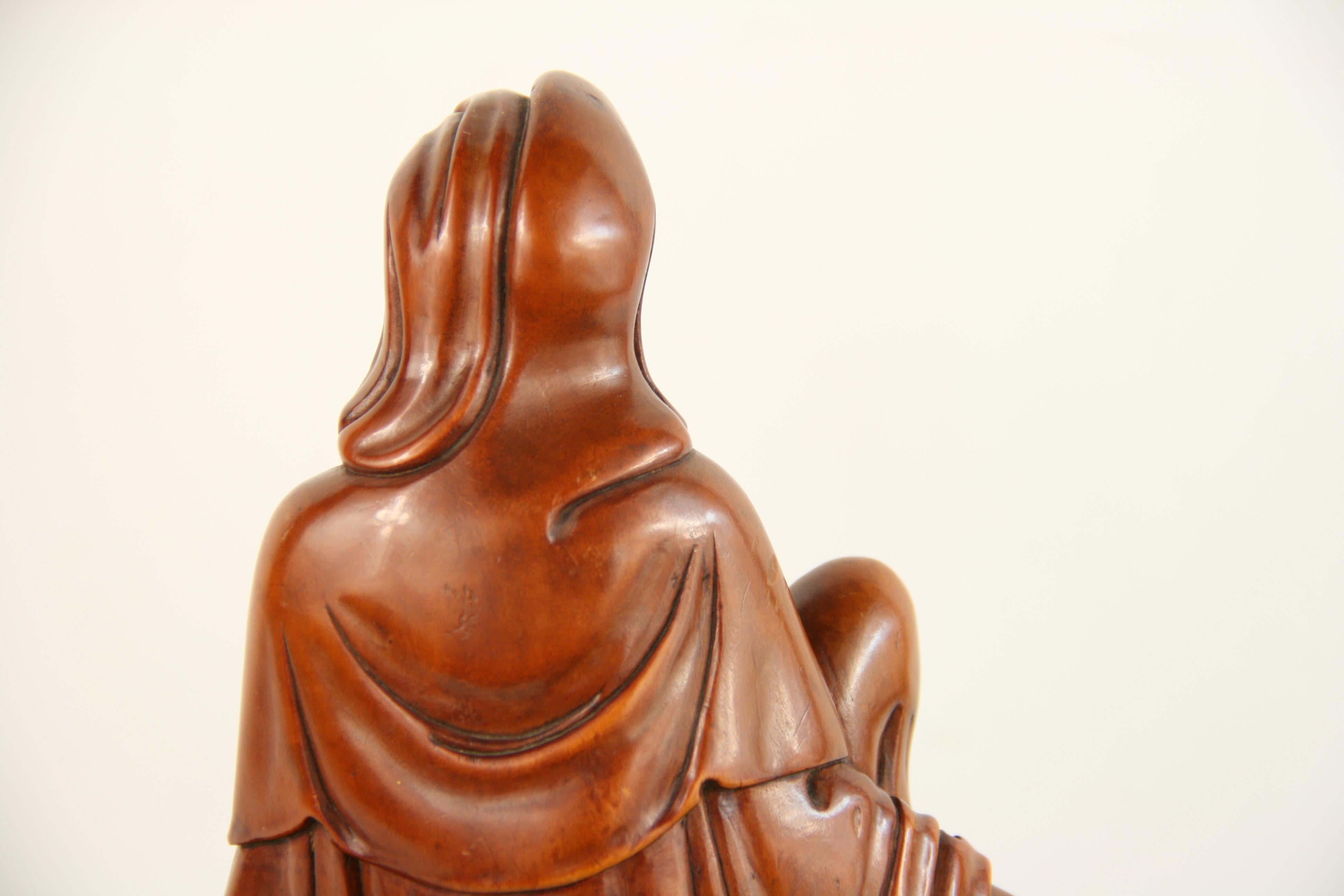 Carved Boxwood Figure of Guangin on Wood Base, 19th Century 5