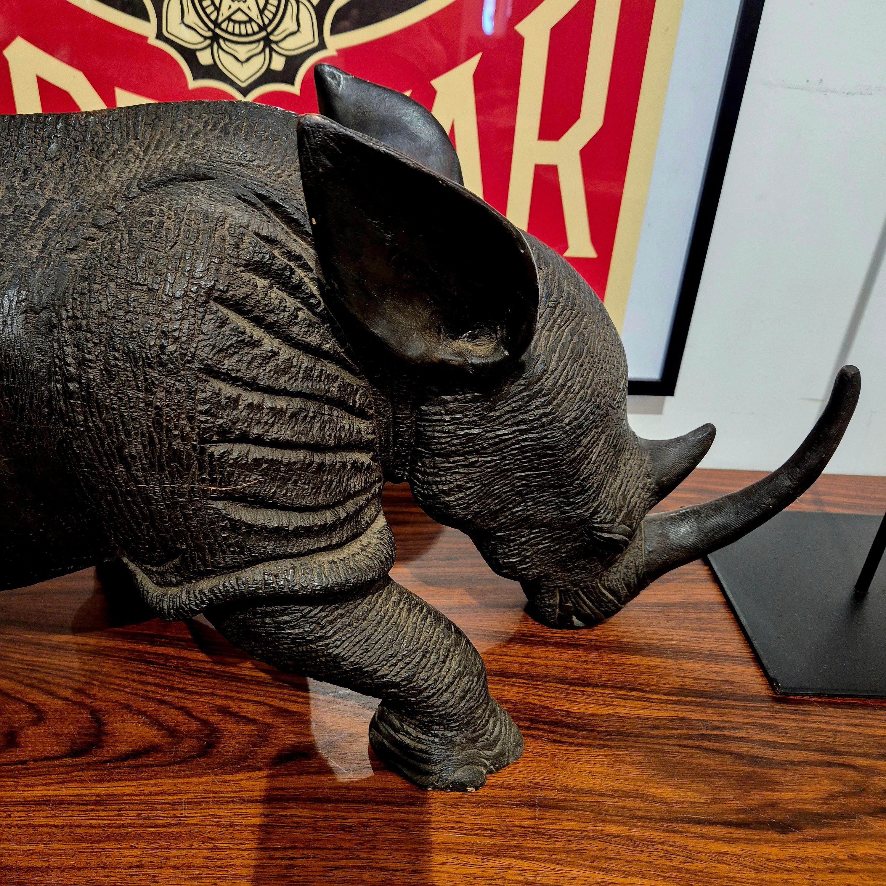 Carved wood rhinoceros, Circa 1950 For Sale 3