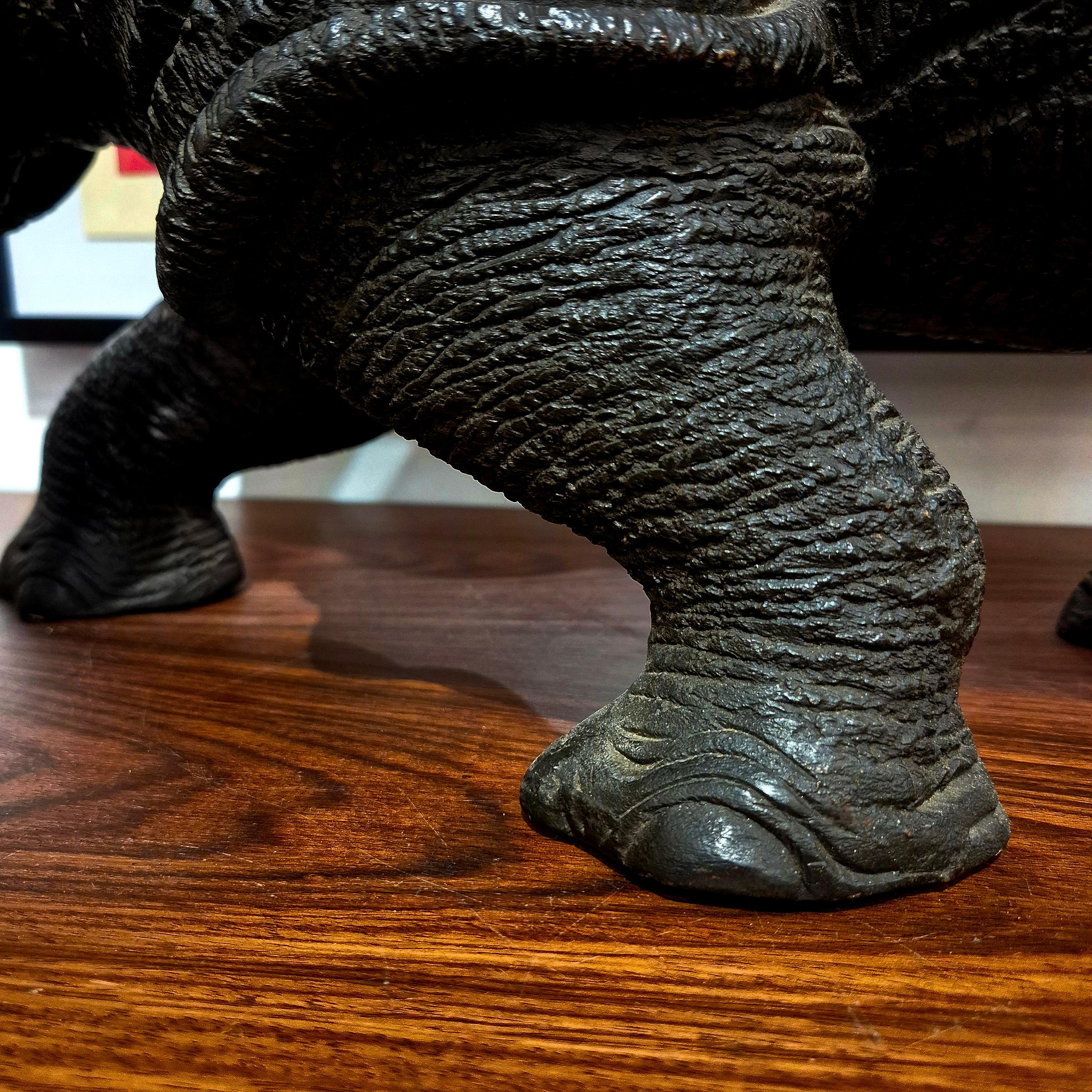 Carved wood rhinoceros, Circa 1950 For Sale 5