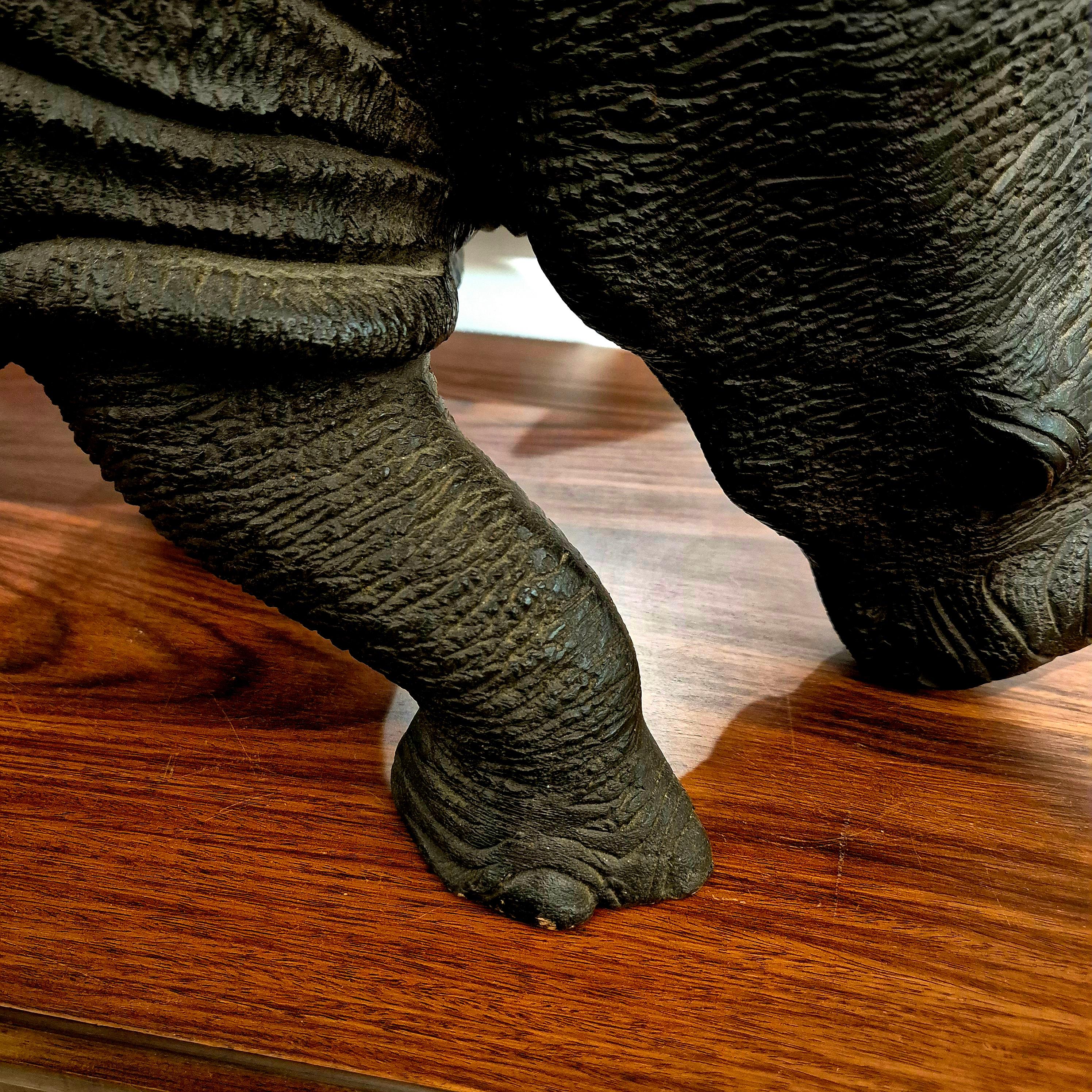 Hardwood Carved wood rhinoceros, Circa 1950 For Sale