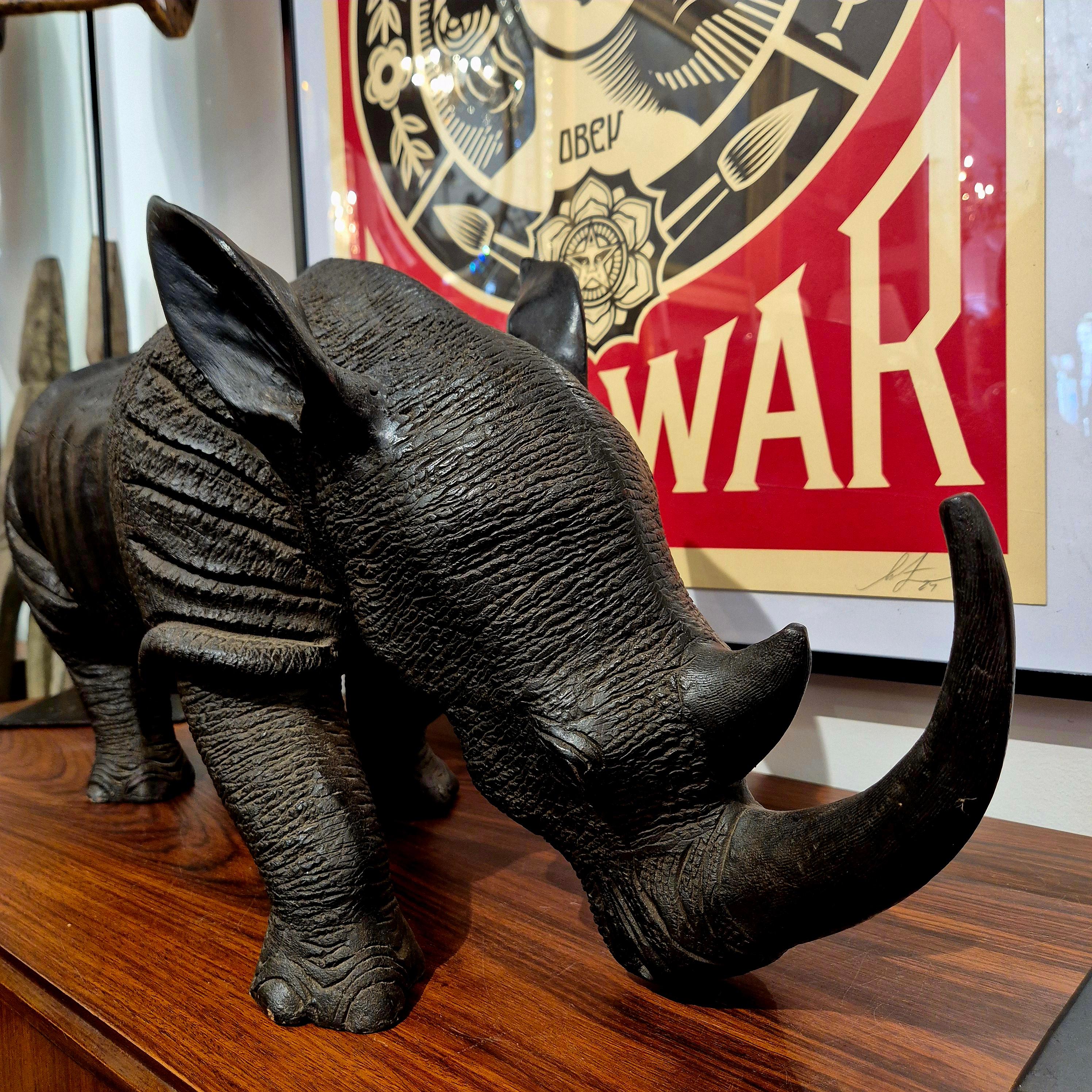 Carved wood rhinoceros, Circa 1950 For Sale 1