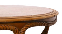 Carved Wood Rope Twist and Rouge Marble Top Coffee Table